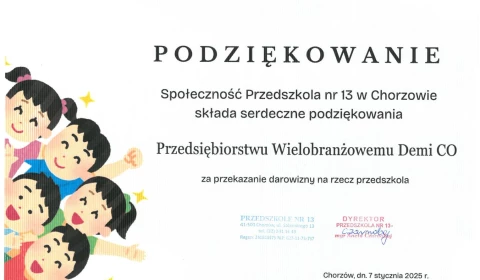 Demi Co. dla Przedszkola nr 13 w Chorzowie – wspólnie budujemy lepsze jutro!